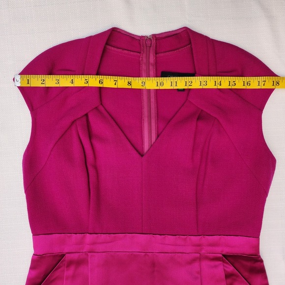 Carmen Marc Valvo Cap-sleeve Cocktail Dress Raspberry Pink Sz 10 - Picture 11 of 14
